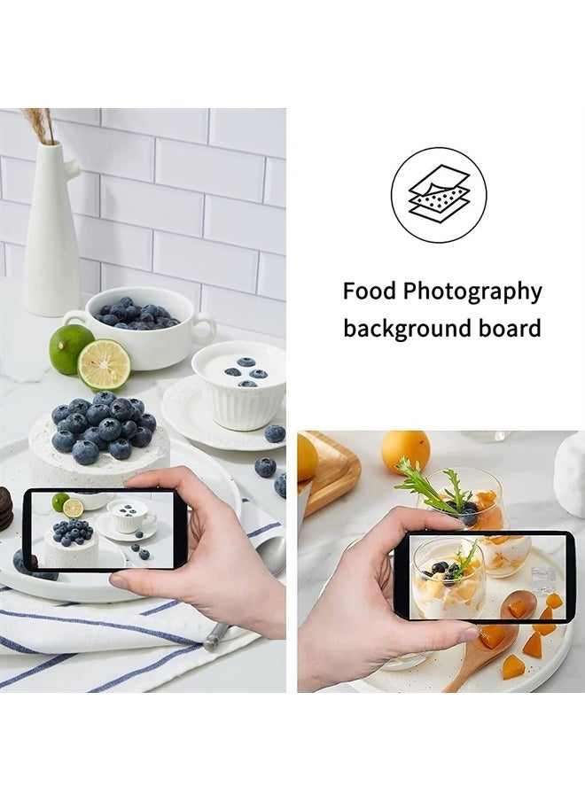 EOAJAFOU - 3PCS 24×24in Photo Backdrop Boards White Marble & White Brick Wall with 3PCS Bracket for Food Photography Background - Image 1