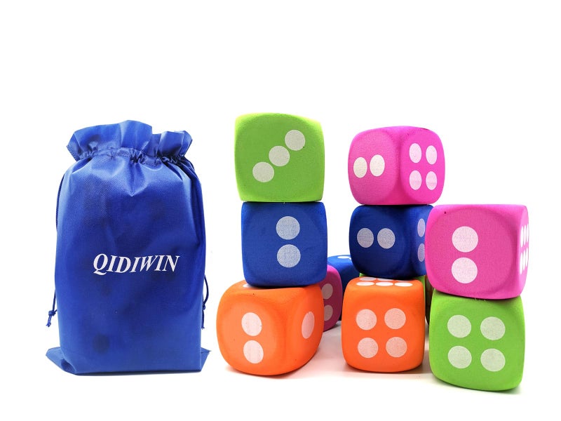 Qidiwin Jumbo EVA Dices Giant Dot EVA Foam Dices for Kids Building BlocksEducationalParty Suppliers 4 Color12PCS - Image 4