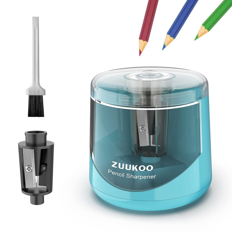 Zuukoo Electric Pencil Sharpeners, Battery Powered for Colored Pencils, High-Speed Operated Automatic & Manual Pencil Sharpener for Kids, Home School (blue1) - Image 1