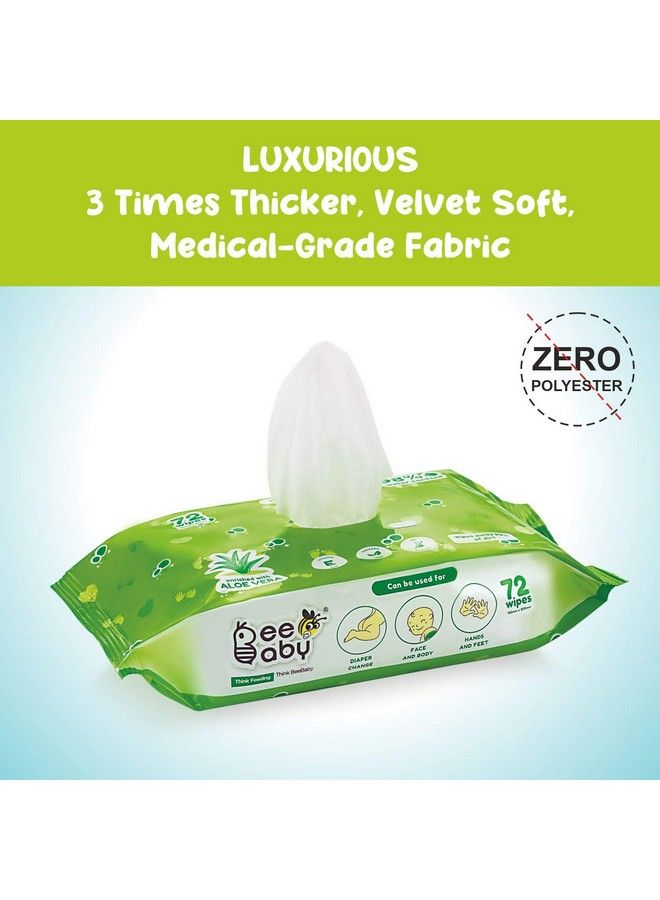 Beebaby Fresh Baby Wet Wipes With Plastic Lid Contains Aloe Vera Vitamin E & Anti Bacterial Ingredients. Ideal For Cleaning & Moisturising Newborn. 3 Pack Of 72 Wipes - Image 5
