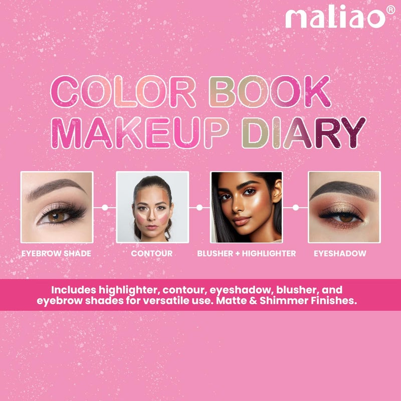 maliao باليت مكياج مالياو 52 لون شامل هايلايتر كونتور بلشر ظلال عيون وألوان حواجب للاستخدام اليومي الاحترافي - Image 4