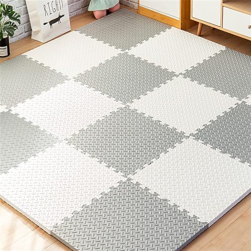SIGNATRON 4 Tiles - 16 Sq Ft, Kids Puzzle Exercise Mat with EVA Foam Interlocking Tiles Play mats and Protective Flooring for Office, Home, School and Gym (Grey - White) - Image 2