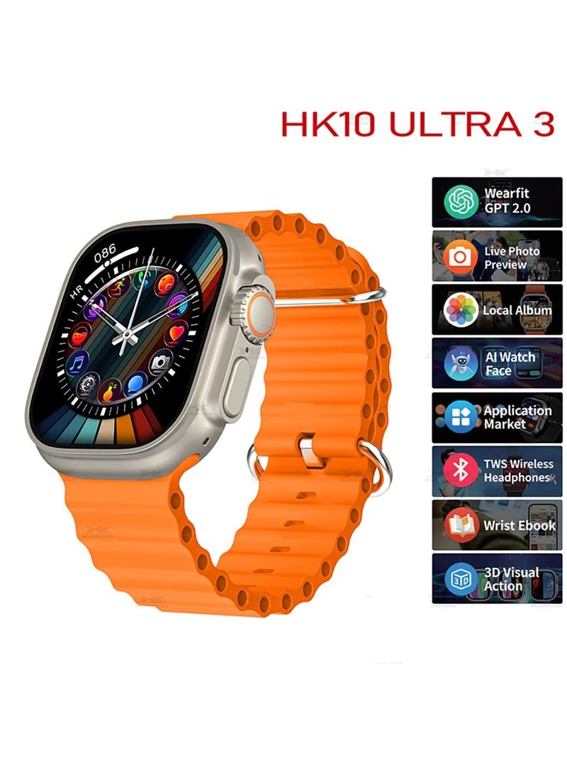 HK - HK10 Ultra 3 Amoled Display Multifunction Smart Watch For Men and Women With Wireless Charging - Image 1