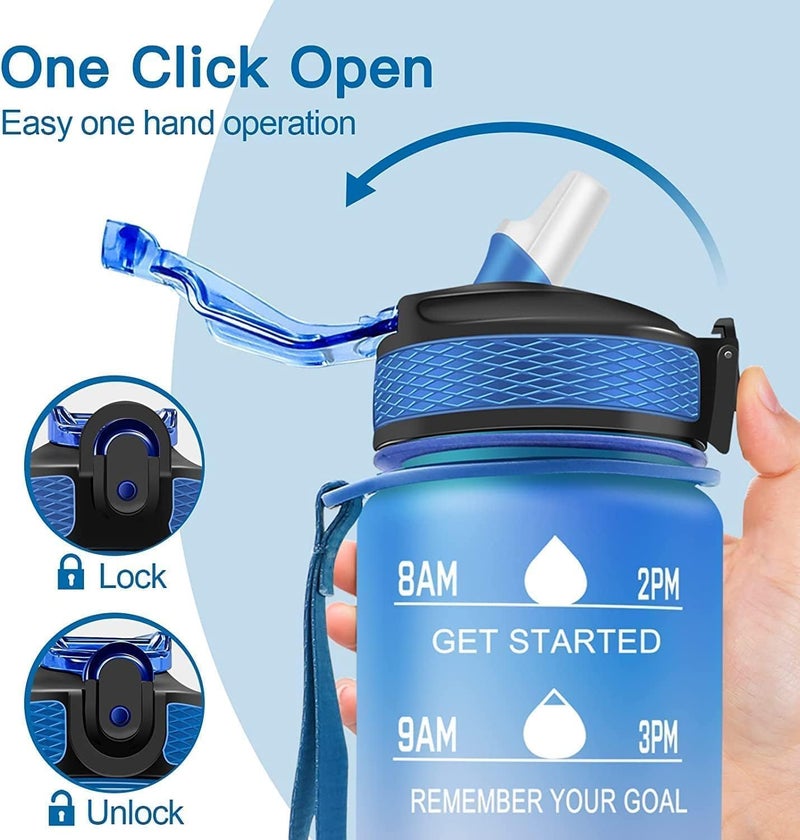 HILY ™ Original Tritan Motivational Water Bottle with Straw, Leak-proof, BPA Free, 1L Water bottle with Time Marker, Reusable Drinking Water Bottle for kids Adults - Image 3