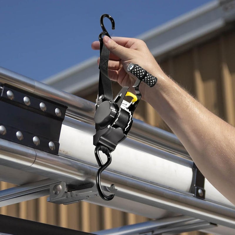 MAPPLE CREATION Cargo Securing with Tensioner, Automatic Retractable Ratchet Strap, Heavy Duty Auto Self Retracting Tie Down Straps for Truck, Motorcycle & Travel, Travel Essentials - Image 2