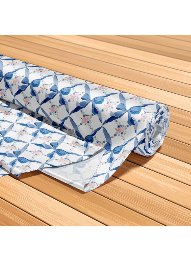 Vellato Al Lail Aramny Silk Fabric By The Yard Blue Pink Floral Bow Pattern Jalabiya Makhweer Dressmaking 58 Inches Width - Image 5