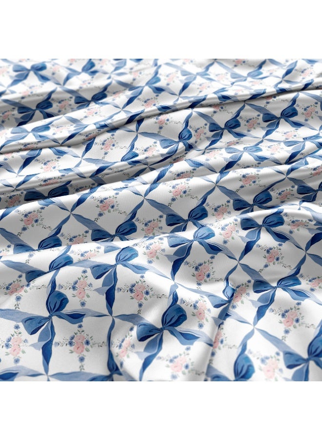 Vellato Al Lail Aramny Silk Fabric By The Yard Blue Pink Floral Bow Pattern Jalabiya Makhweer Dressmaking 58 Inches Width - Image 3