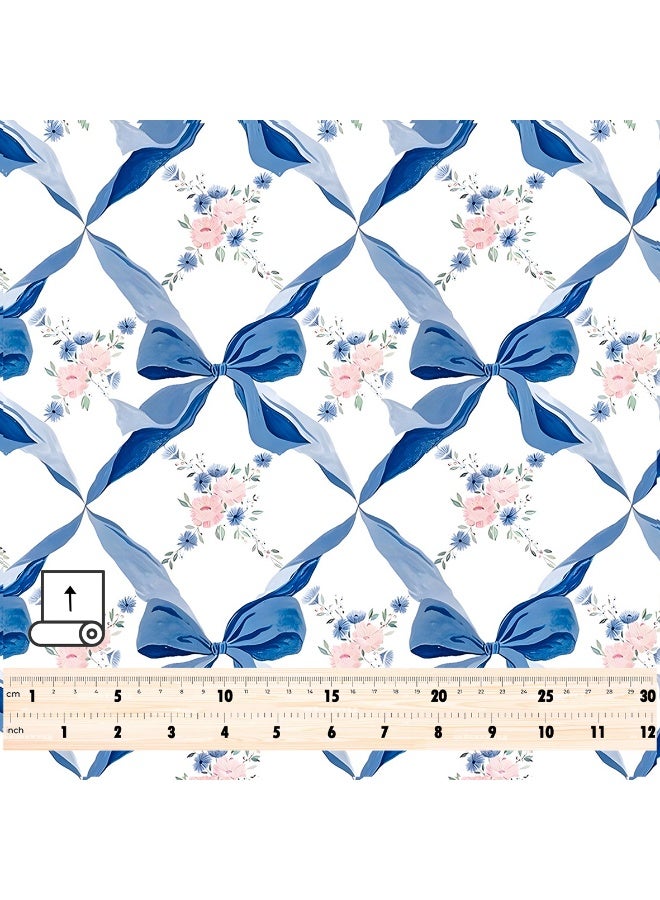 Vellato Al Lail Aramny Silk Fabric By The Yard Blue Pink Floral Bow Pattern Jalabiya Makhweer Dressmaking 58 Inches Width - Image 4