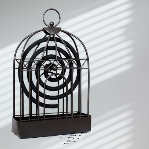 Mystte Metal Mosquito Coil Holder l Bird cage Mosquito Coil Holder l Incense Burner l Incense Holder Tray Pack of 1