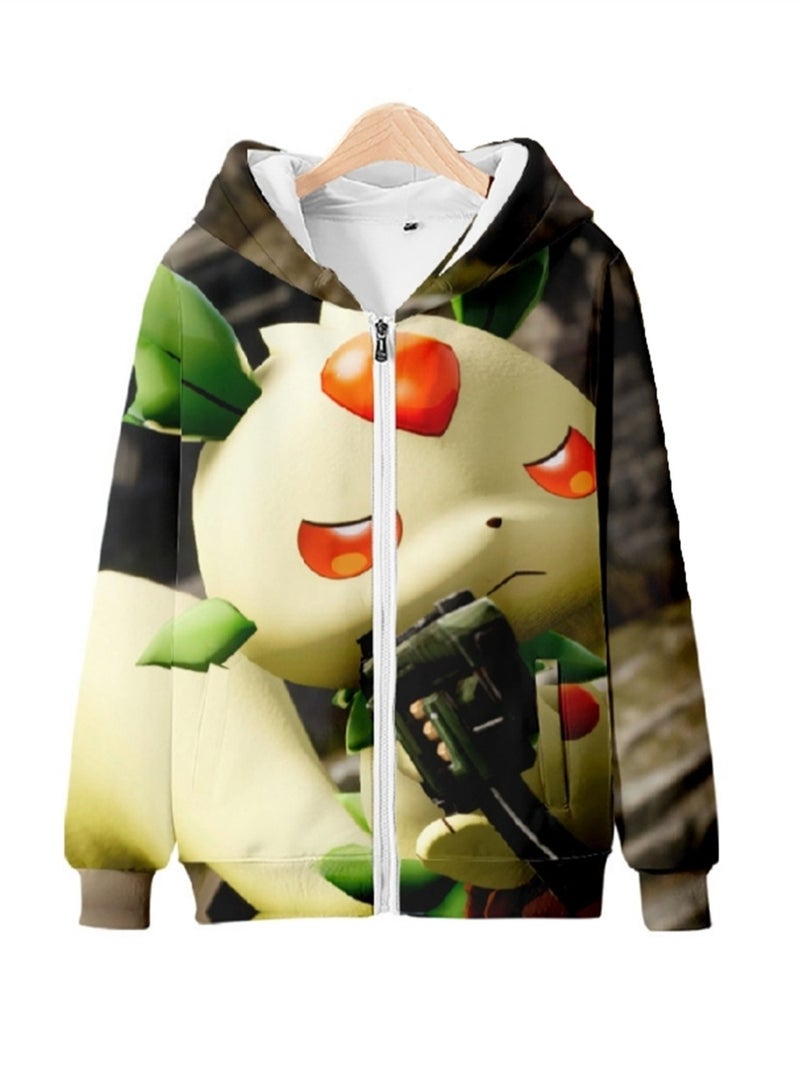 Palworld Phantom Beast Palu Game Zipper Hooded Sweatshirt 3D Printed Zipper for Adults and Children - Image 1