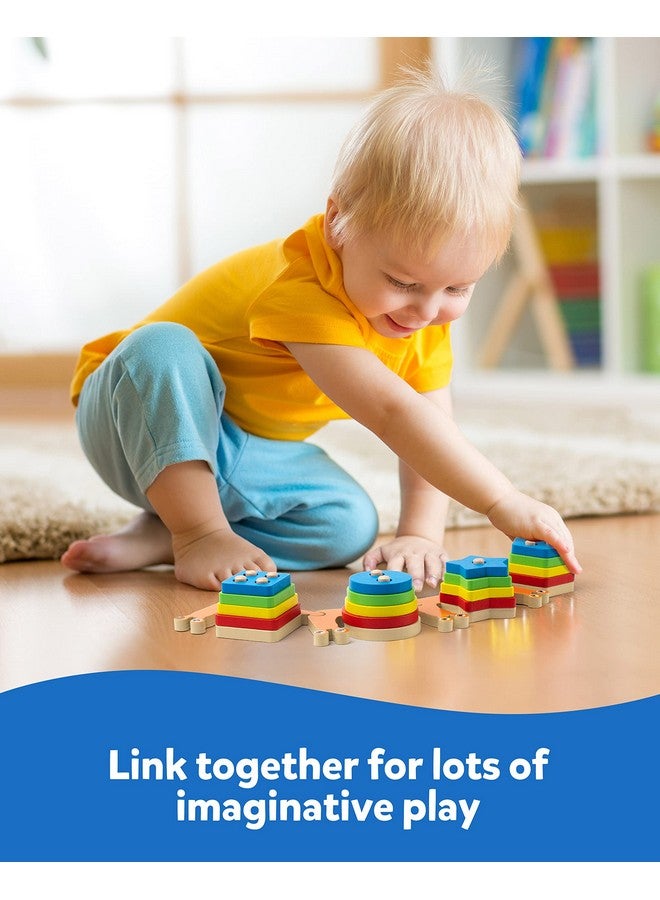 Montessori Toy For Toddler Wooden Snail Stacking Sorter Set Geometric Color Shape Block Fine Motor Skill Preschool Educational Learning Gift For 2 3 4 Year Old