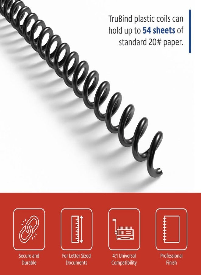 TruBind 8mm (5/16 in.) Spiral Binding Coils for Reports, Presentations and Proposals | 4:1 Pitch | 12 in. Length | Black | 54 Sheets Binding Capacity | 100 Pack - Image 3