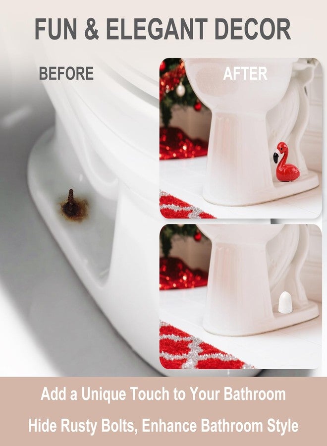 boeemi Flamingo Toilet Bolt Covers Decorative - 2PCs Cute Ceramic Toilet Bolt Caps for Bottom of Toilet, Red Bathroom Christmas Decor Screw Covers, Flamingo-Gifts for Women - Image 3