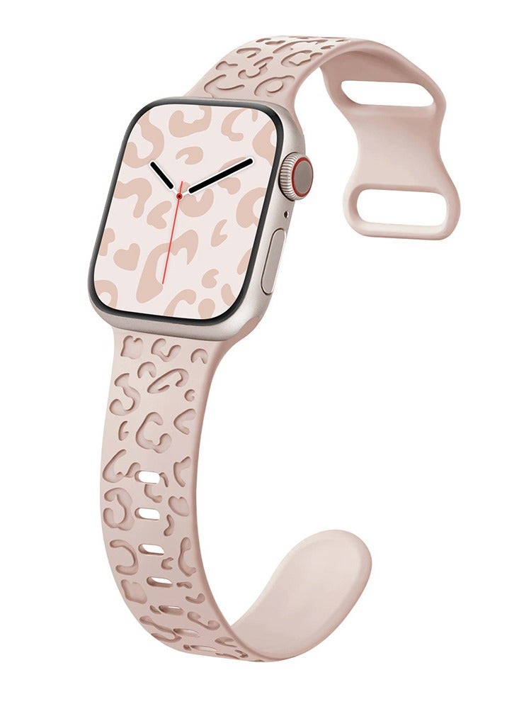 For Apple Watch Ultra s9 Silicone Laser Leopard Pattern 41mm40mm38mm Apple Watch Strap (pink) 