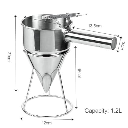 ENCHANTMENT ENCHANTMENT Stainless Steel Baking Piston Funnel with SpringLoaded HandleRackWaffle Batter Dispenser Pancake Maker Cooking Tools for Muffin Cupcake and Dessert Decorative Funnel  - Image 2