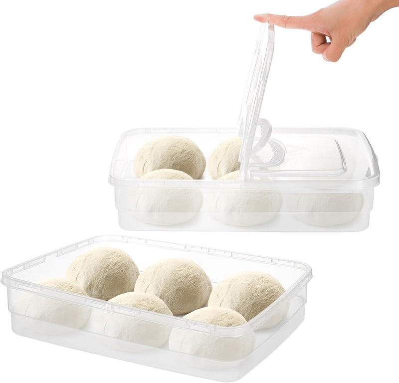Lawei 3 Pack Pizza Dough Proofing Box, 14 x 10 Inch Dough Trays with Lid and Handle for Pizza, Stackable Pizza Bread Fermentation Storage Containers, Translucent Box with Cover Dough Tray, BPA Free - Image 4