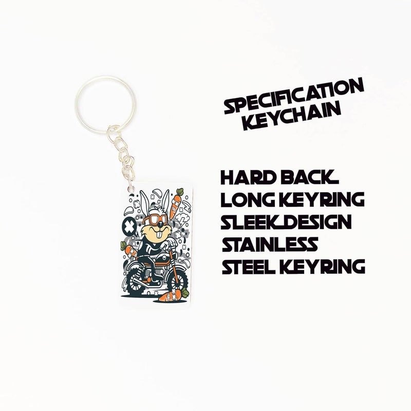 OUTFITQUE Premium Pack of 2 Anime245 Printed Long Keychain For Bike Scooty Car MDF Keyholder