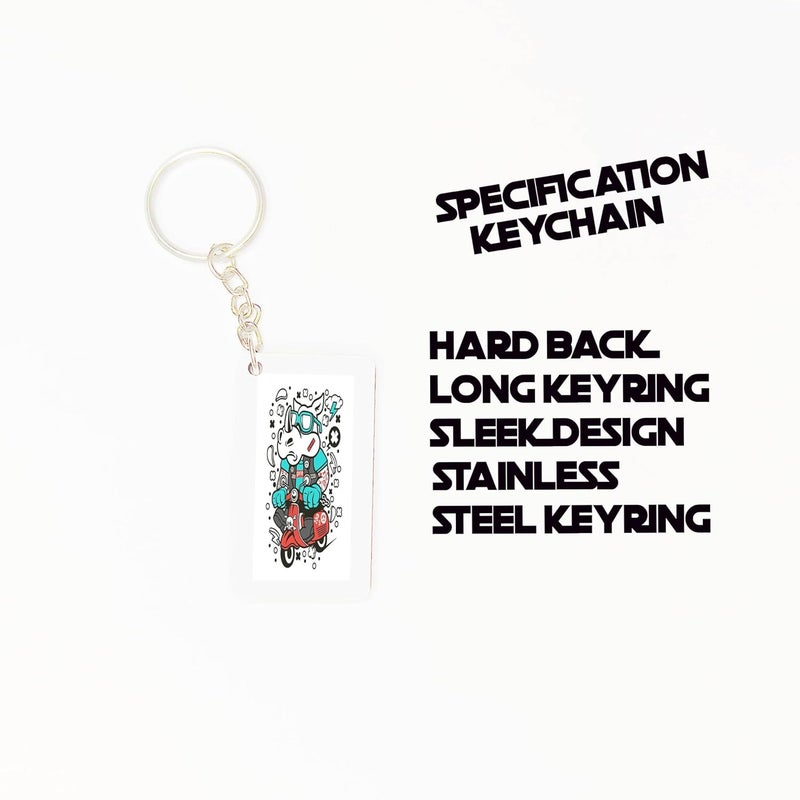 OUTFITQUE Premium Pack of 2 Anime245 Printed Long Keychain For Bike Scooty Car MDF Keyholder