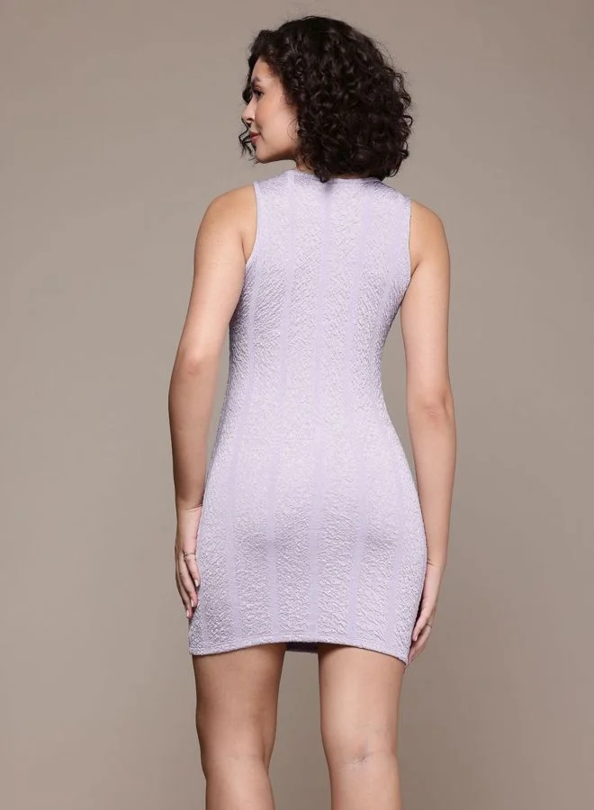 Freehand  Women Regular Fit Textured Crew Neck Sleeveless Bodycon Dress for Women | Best Price UAE