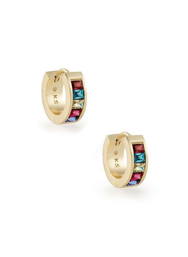 Kendra Scott Jack Huggie Earrings in Gold Multi-Color Nano Crystal - Image 1
