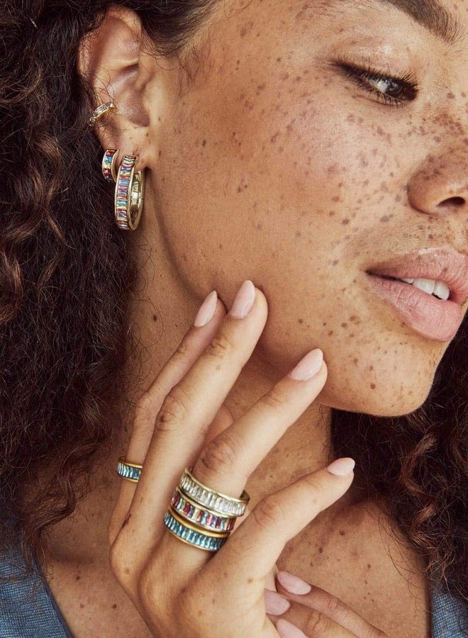 Kendra Scott Jack Huggie Earrings in Gold Multi-Color Nano Crystal - Image 3