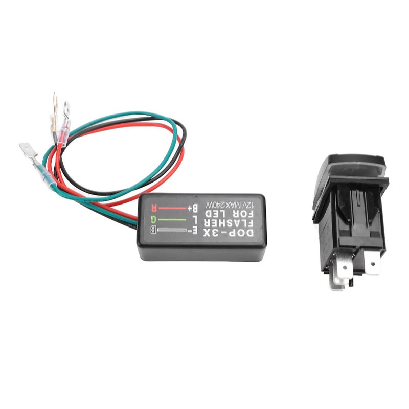 DC12-24V Turn Signal Rocker Switch with Flasher Green LED for ATV UTV RV Vehicle Off Road Pickup Tractor Boat Motorcycle - Image 2