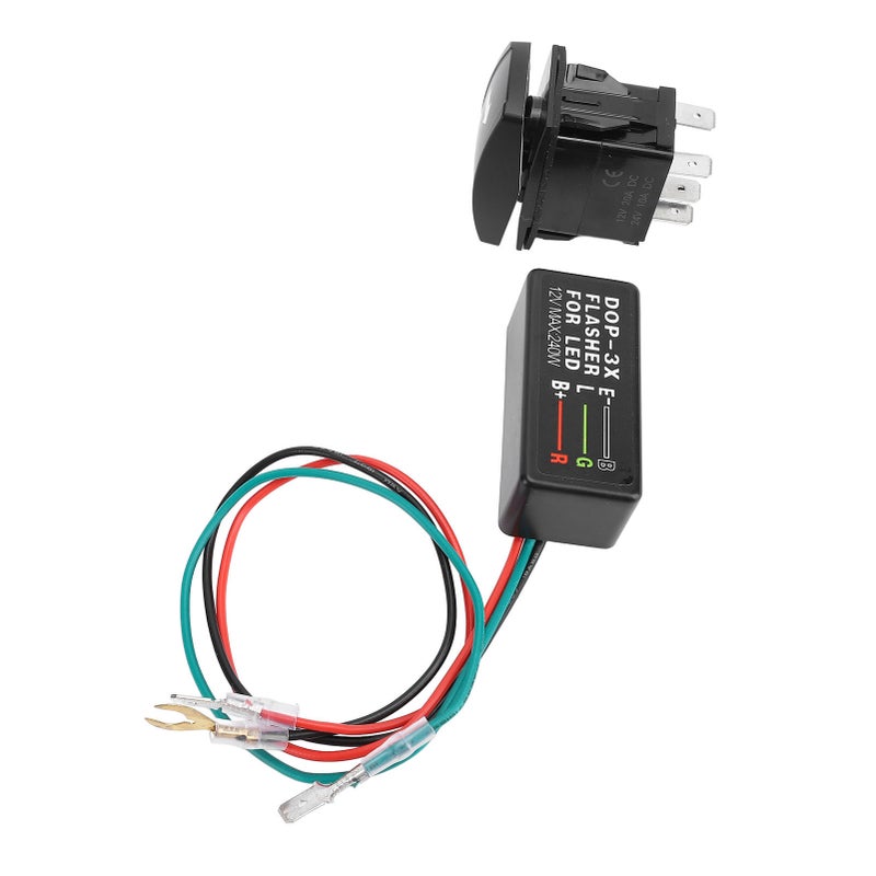 DC12-24V Turn Signal Rocker Switch with Flasher Green LED for ATV UTV RV Vehicle Off Road Pickup Tractor Boat Motorcycle - Image 3