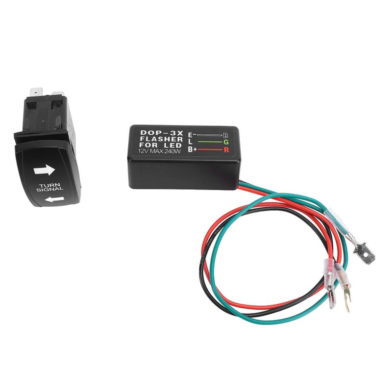 DC12-24V Turn Signal Rocker Switch with Flasher Green LED for ATV UTV RV Vehicle Off Road Pickup Tractor Boat Motorcycle - Image 5