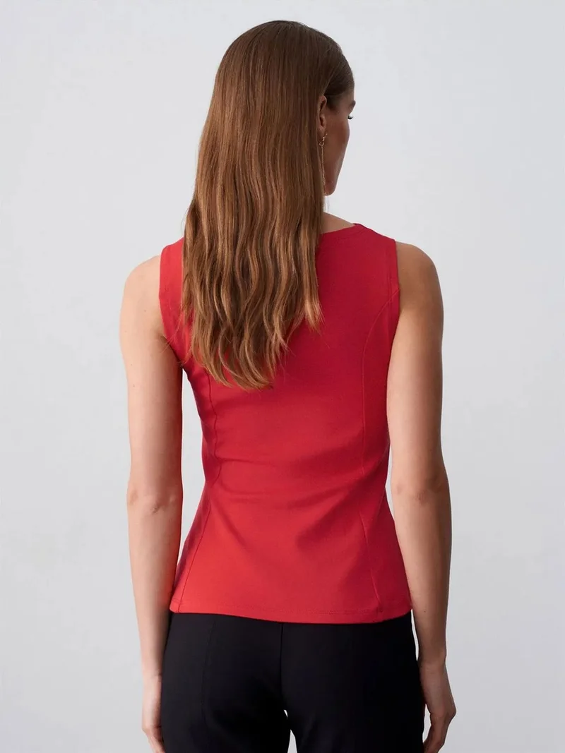 Dilvin DILVIN Fitted Sleeveless Peplum Blouse