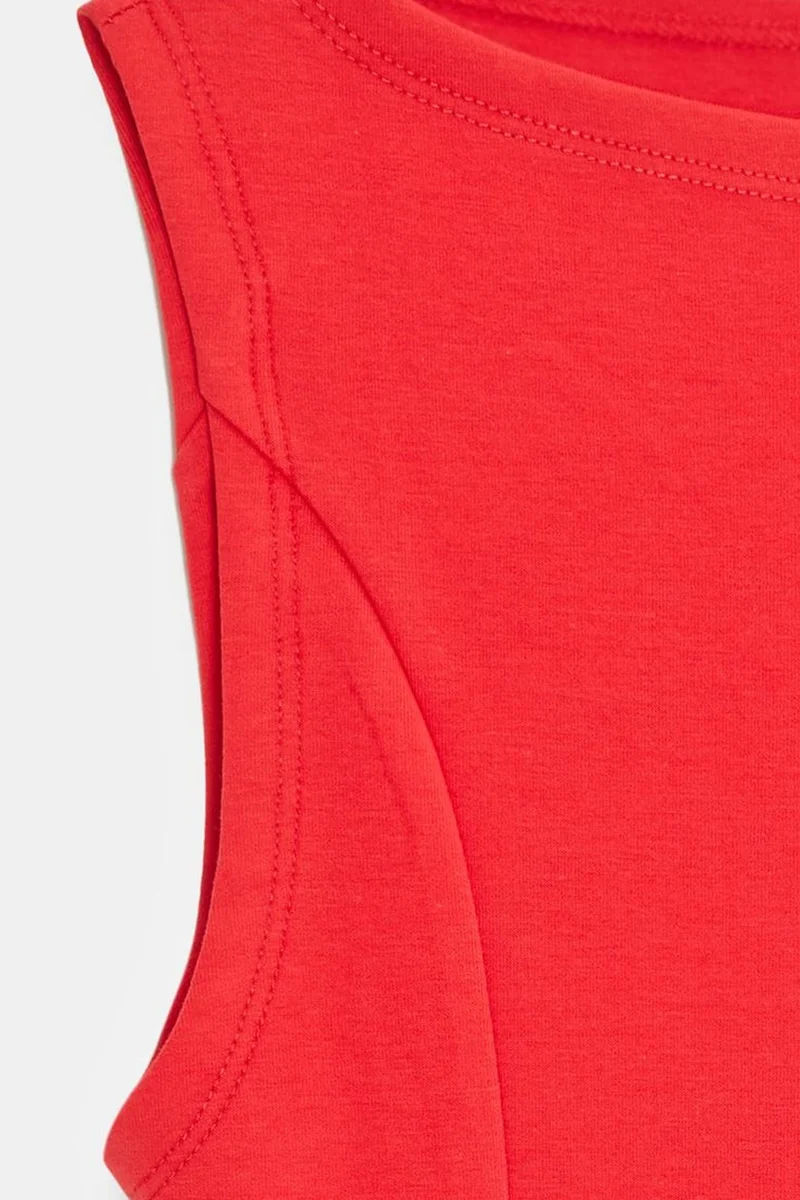 Dilvin Red DILVIN Fitted Sleeveless Peplum Blouse for Women | Best Price UAE