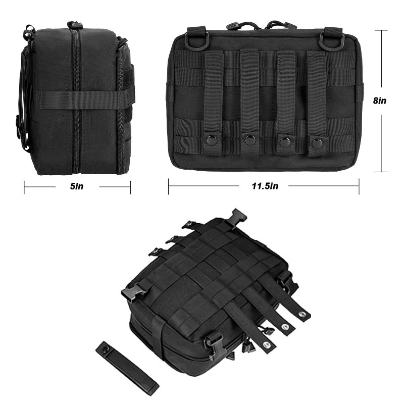 Jueachy Tactical Molle Pouch Admin Bag Utility Tool Pouches Molle Attachment EDC Large Pouches Expandable Molle Accessories Organizer Medical Pocket U.S.A Patch Included Black - Image 5