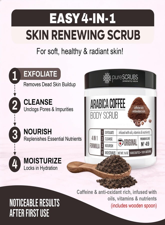 pureSCRUBS Premium Organic Arabica Coffee Body Scrub Set, Skin Smoothing Moisturizing Body Exfoliator - Includes Wooden Spoon, Loofah and Exfoliating Bar Soap - Large 16oz - Image 3