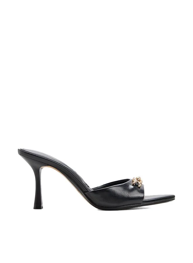 Adalyne Ladies Black Heeled Sandals
