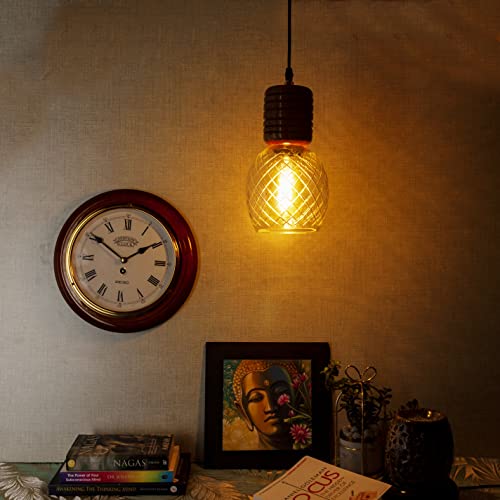Green House Handmade Sheesham Wood Hanging Pendant Ceiling Jhumar Light | Diamond Cut Glass with E27 Bulb Holder(Bulb not Included) | 1m Adjustable Cord | Home Decor Fancy Lighting | Bedroom, Living Room, Dining Room, Kitchen, Hall - Image 4
