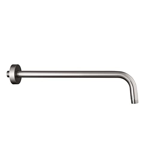 Enoughmen 12 Inch Shower Arm with Flange,Stainless Steel 90 Degree Rain Shower Head Extension Arm,Wall-Mounted Shower Head Arm for Fixed Shower Head,Brushed Nickel - Image 1