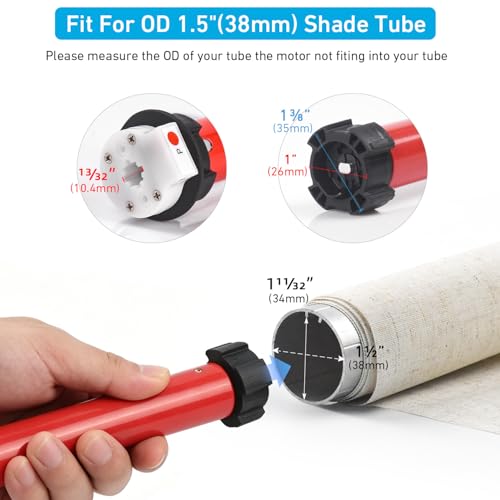 Rollerhouse DIY 24V DC Tubular Roller Blind Motor Kit, EY2524 1.5N·m Smart Shade Motor with Remote Control, ONLY for 1‑1/2" (38mm) Shade Tubes, Requires External 24V Power Adapter, Not Rechargeable - Image 4
