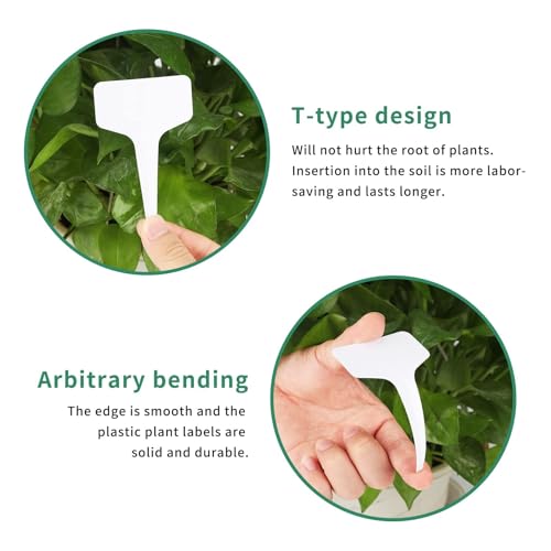 KINGLAKE 100 Pcs 6 x10cm Plastic Plant T-Type Tags Nursery Garden Labels - Image 3