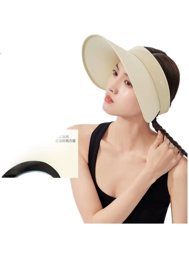 Vvc Sun Protection Hat For Women, Summer Visor Hat, Outdoor Uv Protection Sun Hat, Cycling Cap, Sun Hat, Cream White - Image 1