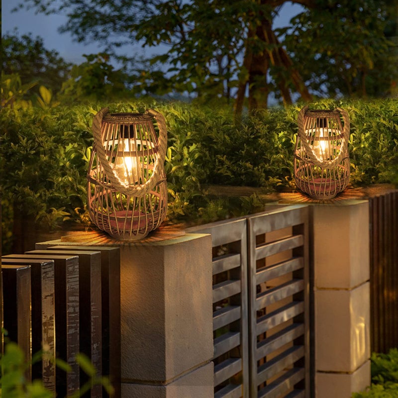 BUARO8AGA Solar Lantern Outdoor Waterproof Large Rattan Lanterns Decorative Bright Boho Lanterns Lights with Handle Rustic Hanging or Table Lamp for Fence Porch Garden Yard Wedding Decoration - Image 5