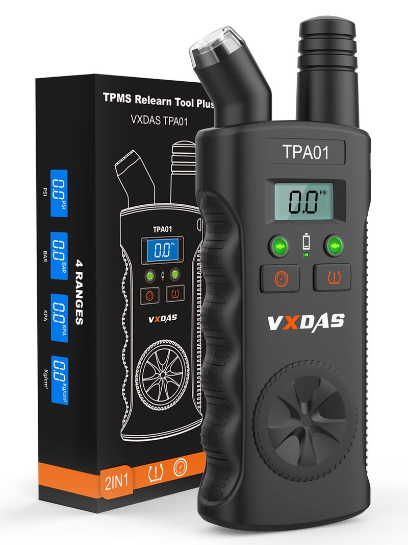 VXDAS أداة إعادة تعلم TPMS VXDAS TPA01 لسيارات GM بالإضافة إلى مقياس ضغط الإطارات الرقمي 150 PSI أداة إعادة تعيين مستشعر الإطارات لبويك شيفروليه كاديلاك أوبل باللون الأسود
