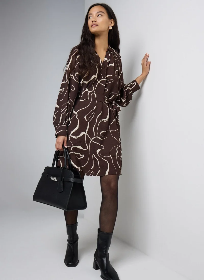 Matalan Et Vous Brown Wiggle Print Mini Dress