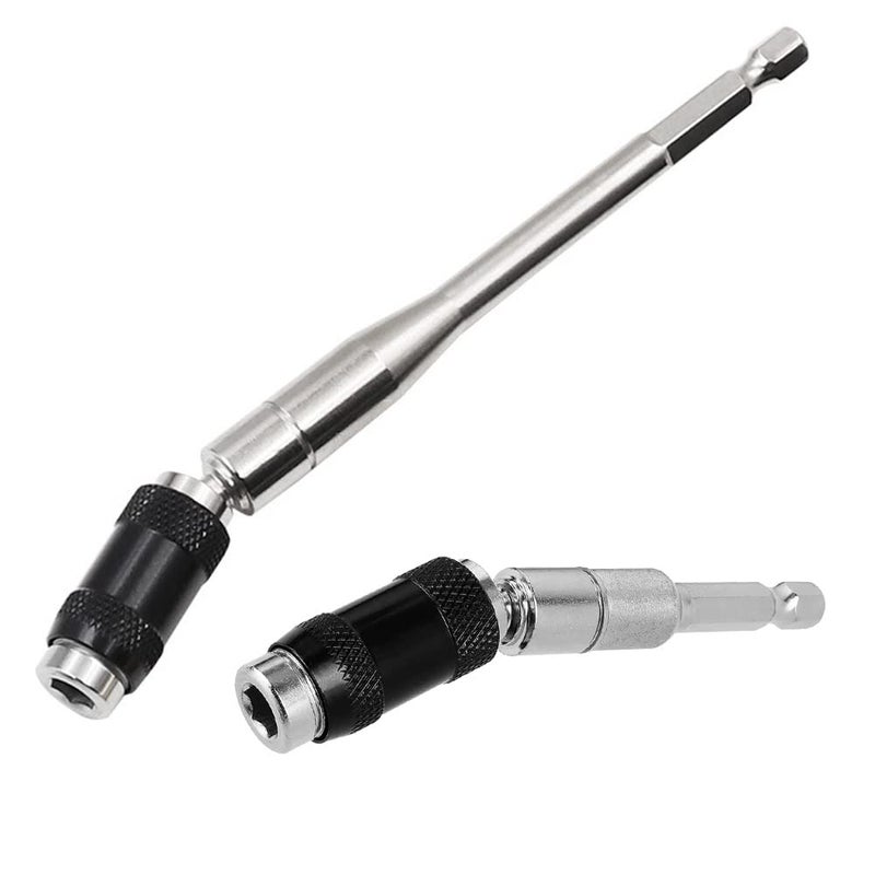 Saipe 2pcs Pivot Drill Bit Holder Set 14 Hex Pivoting Bit Tip Holder Quick Release Magnetic Screwdriver Bit Holder Screw Drill Tip Extension Rod for Tight Spaces or Corners 88mm and 145mm Length