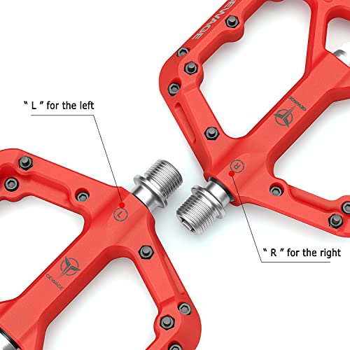 GEWAGE Mountain Bike Pedals - 9/16" Nylon Fiber Bicycle Flat Pedals -Bicycle Platform Pedals for Road Mountain BMX MTB Bike(Red) - Image 5