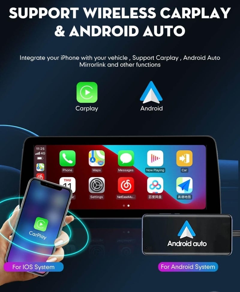 Vierex 12.3 Inch Car Stereo 12.3 inch Android Screen Suitable Both 9"/10" Size With Apple Carplay Android Auto Wireless WiFi DSP FM&AM BT AHD Camera Included Fast Interface (8+128GB Carplay Round) - Image 2