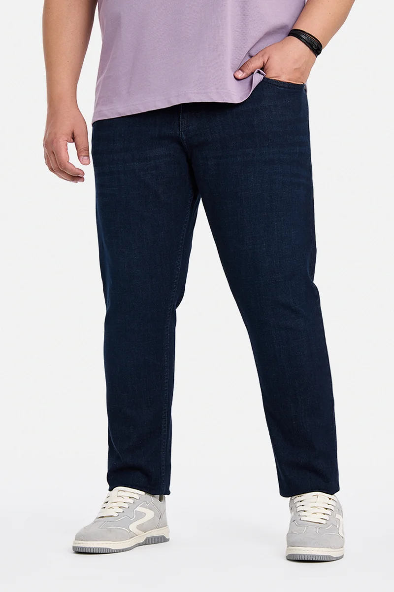 سنيتش Indigo Solid Slim Fit Casual Plus Size Jeans