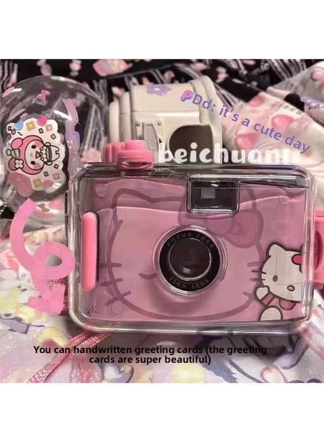 Generic Polaroid Photo Paper Mini Birthday Gift Film Camera Non-Polaroid Girl Girlfriends Practical Gift For Girlfriend-Body Color:Big Head KT Cat Camera + Waterproof Shell + Manual  - Image 1