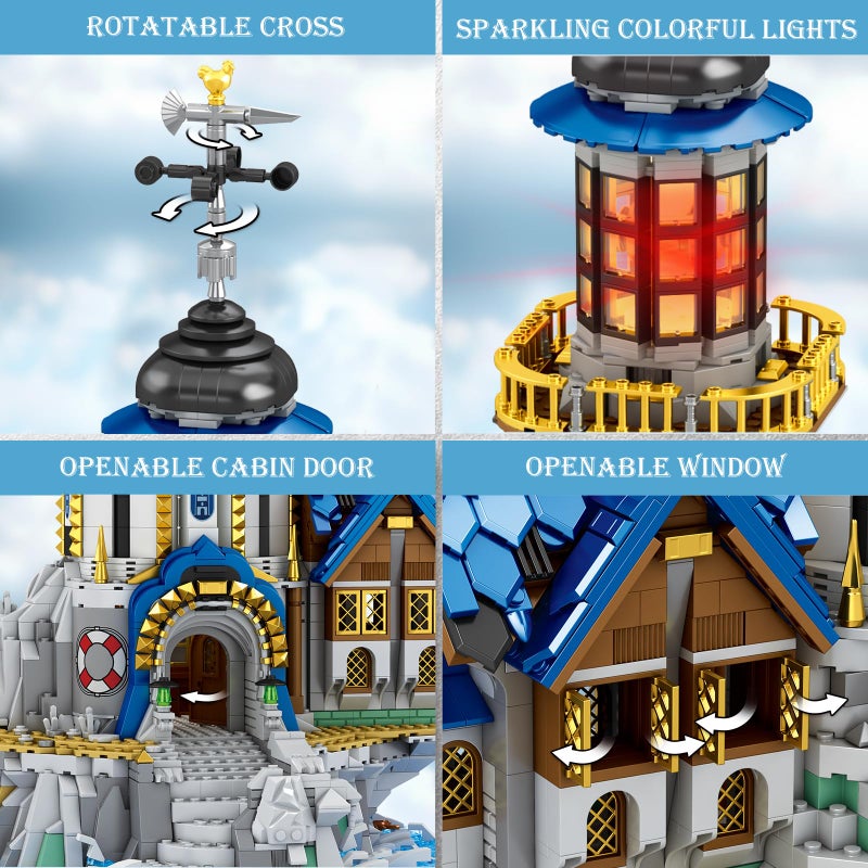 Reobrix Medieval Lighthouse Building Kit with Lights, Collectible Architecture Model for Home Decor, Ideas Display Gift for Adult Boys Girls(66028) - Image 4