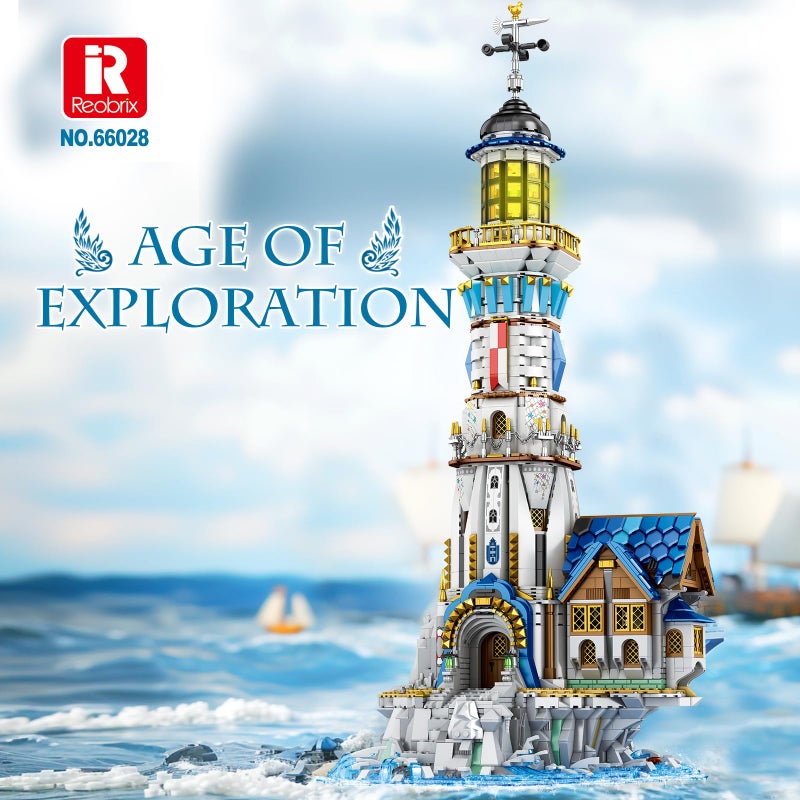 Reobrix Medieval Lighthouse Building Kit with Lights, Collectible Architecture Model for Home Decor, Ideas Display Gift for Adult Boys Girls(66028) - Image 2