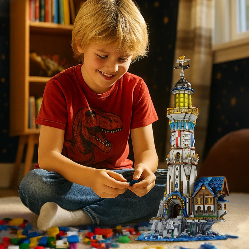 Reobrix Medieval Lighthouse Building Kit with Lights, Collectible Architecture Model for Home Decor, Ideas Display Gift for Adult Boys Girls(66028) - Image 3