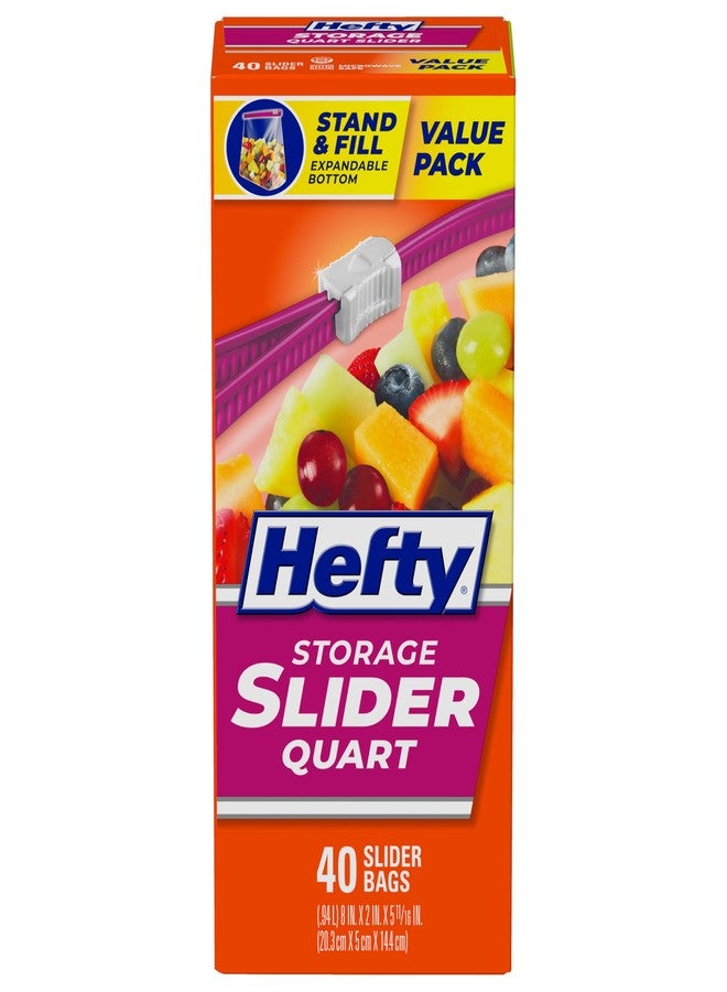 Hefty Slider Kitchen Storage Bags, Quart Size, 40 Count - Image 1
